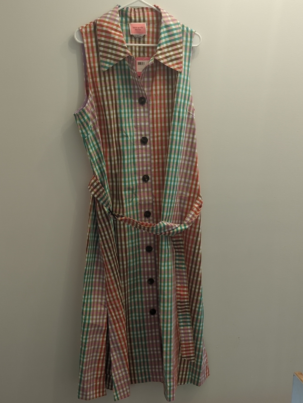 kate spade NWT Button-Down Trench Shirtdress in Rainbow Plaid